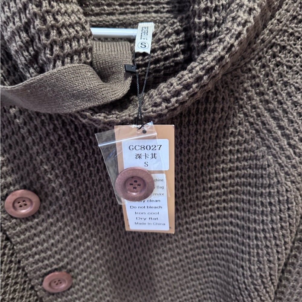 Brown Asymmetrical Button Sweater - image 4